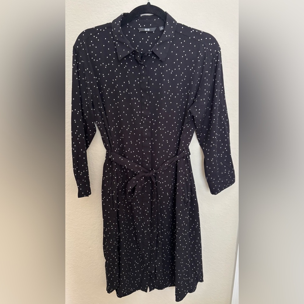 Uniqlo Polka Dot Long Sleeve Shirtdress